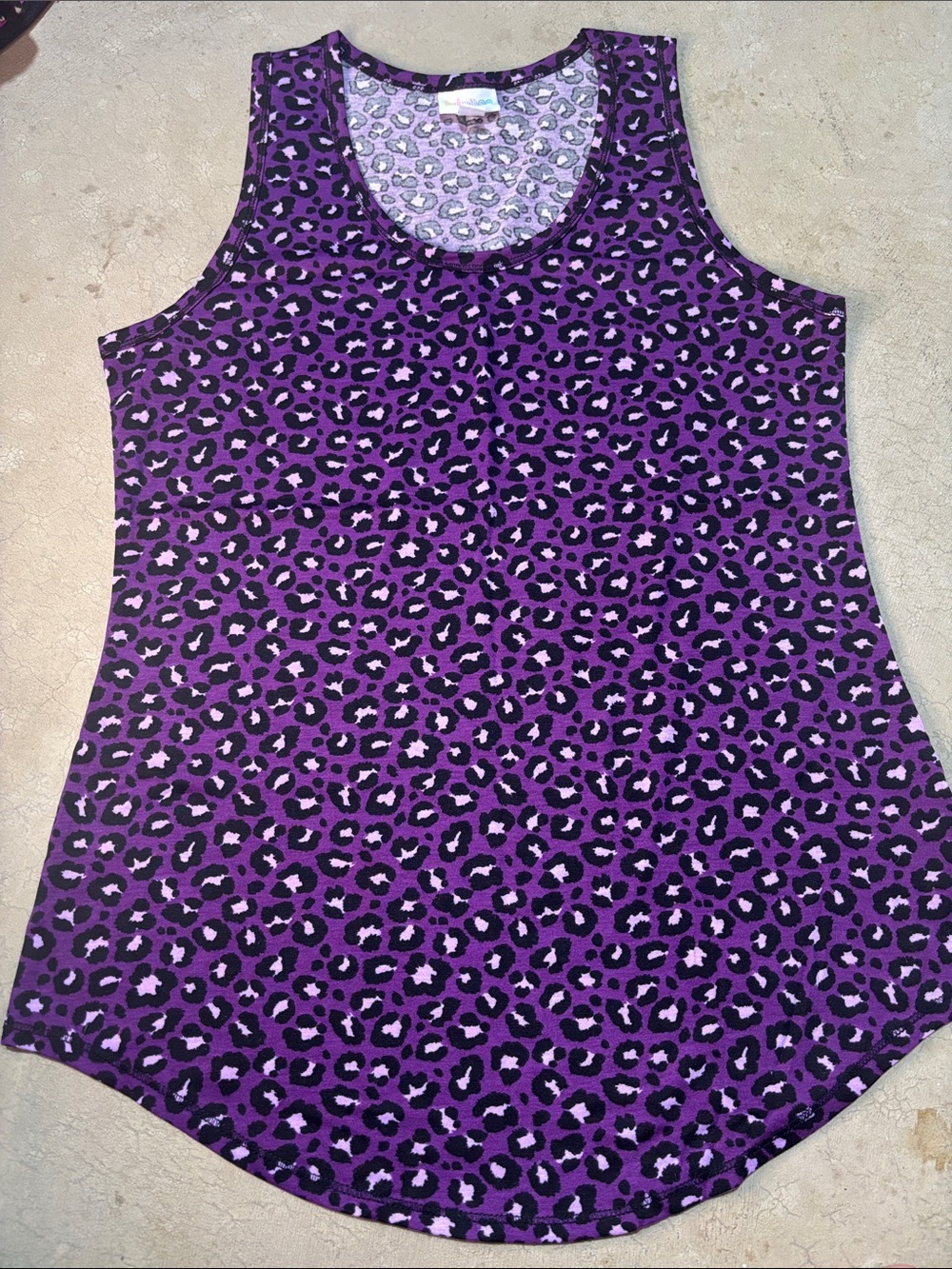LuLaRoe Purple Leopard Print Tank Top